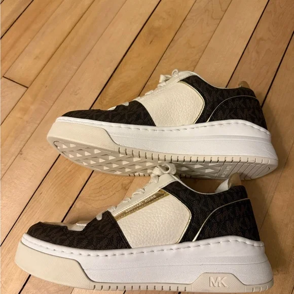 Michael Kors White, Brown and Gold Low-Top Sneakers - Picture 5 of 7